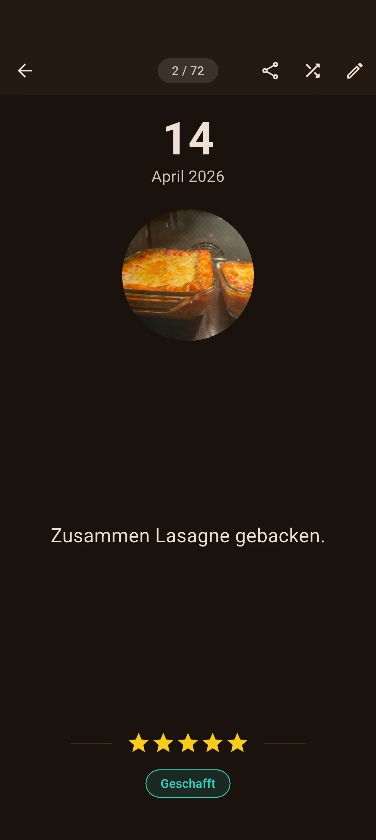 SimpleDot Leseansicht — durch vergangene Tagebucheinträge blättern